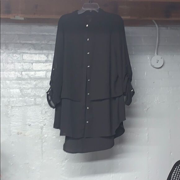 NWT Lane Bryant 22/24 Black Button Up Blouse - Picture 1 of 3